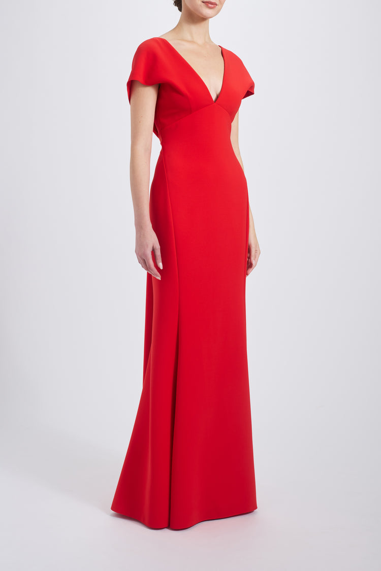 Italian Stretch Crepe  V-neck Gown, dress from Collection Evening by Amsale, Fabric: crepe