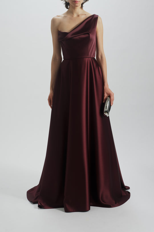 One Shoulder Drape Gown