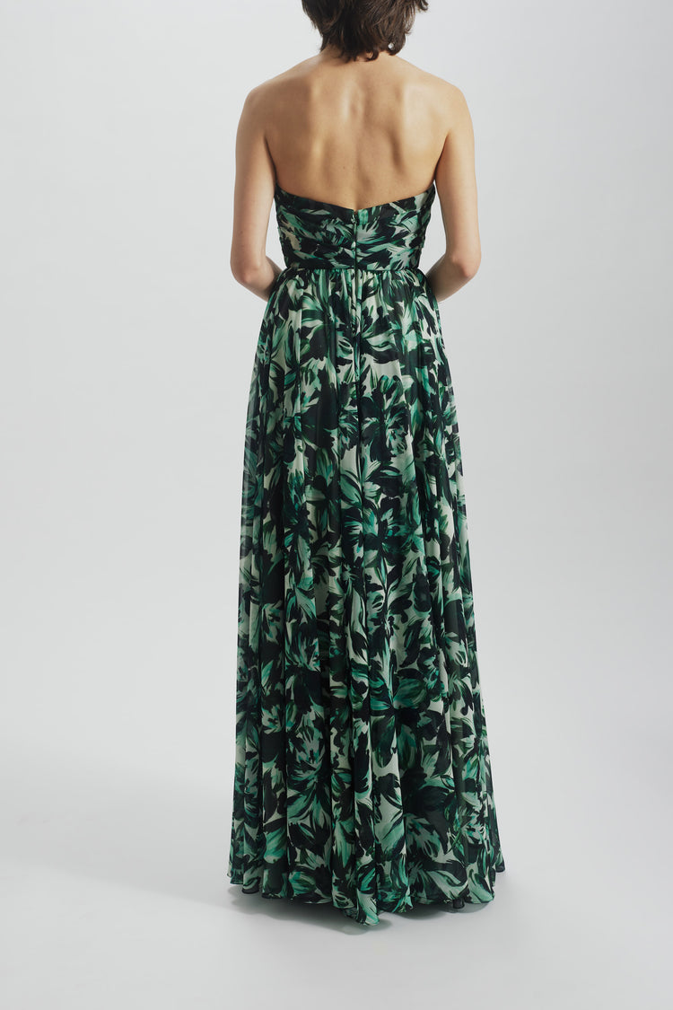 Image number 3: Printed Strapless Dress in Emerald-Multi, back view
