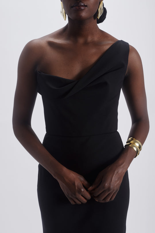 One Shoulder Draped Gown, $1,375, dress from Collection Evening by Amsale, Fabric: crepe
