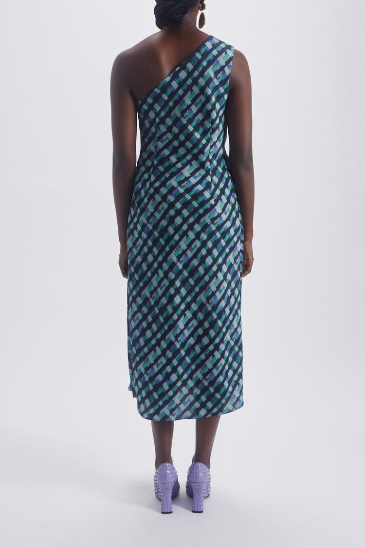 Printed One Shoulder Dress, dress from Collection Evening by Amsale, Fabric: hammered-satin
