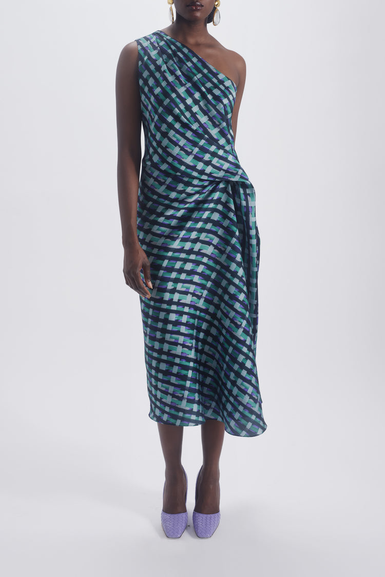 Printed One Shoulder Dress, dress from Collection Evening by Amsale, Fabric: hammered-satin