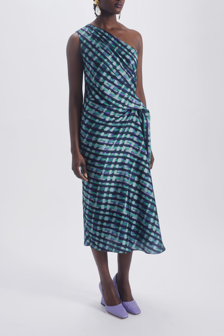 Printed One Shoulder Dress, dress from Collection Evening by Amsale, Fabric: hammered-satin