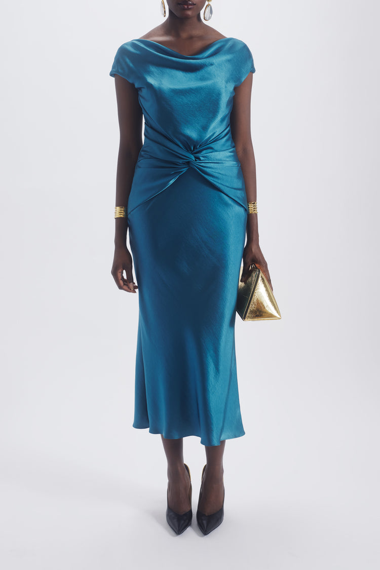Cowl Twist Knot Dress, dress from Collection Evening by Amsale, Fabric: liquid-satin