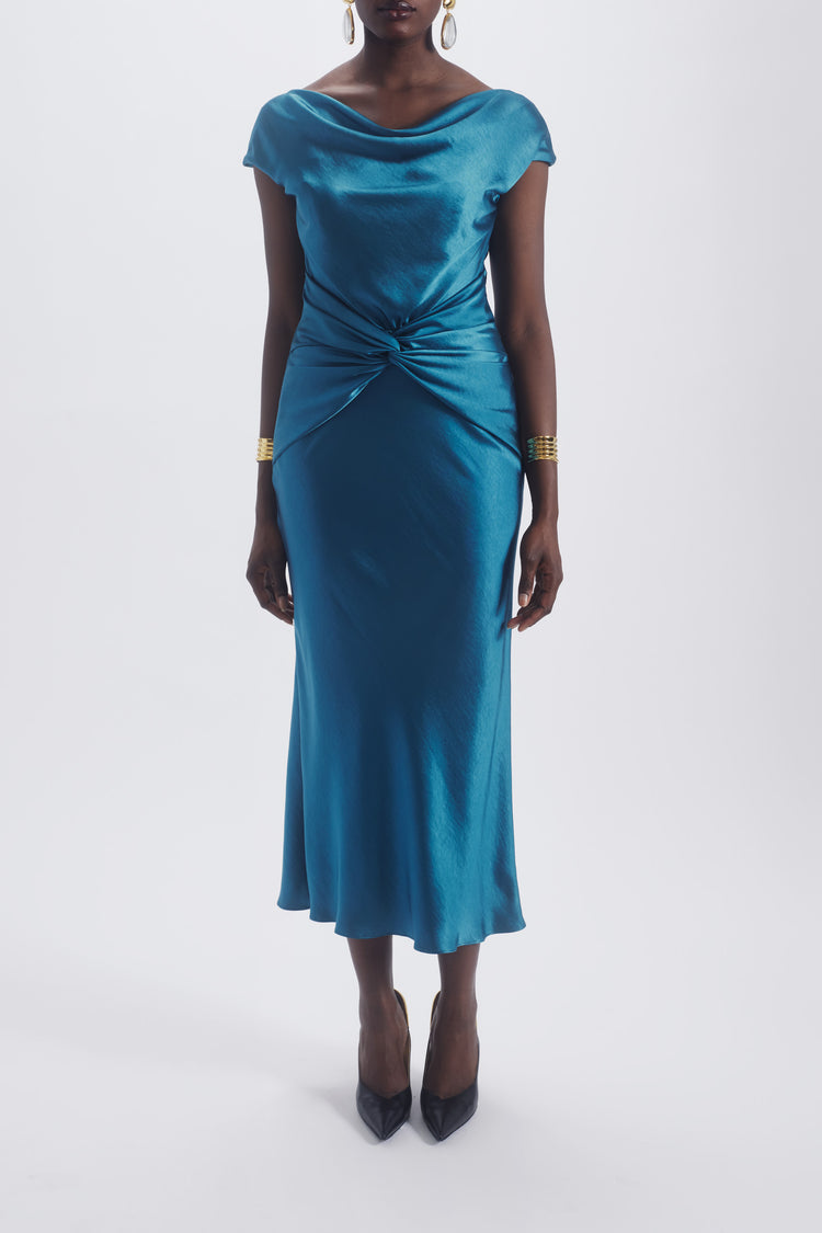 Cowl Twist Knot Dress, dress from Collection Evening by Amsale, Fabric: liquid-satin