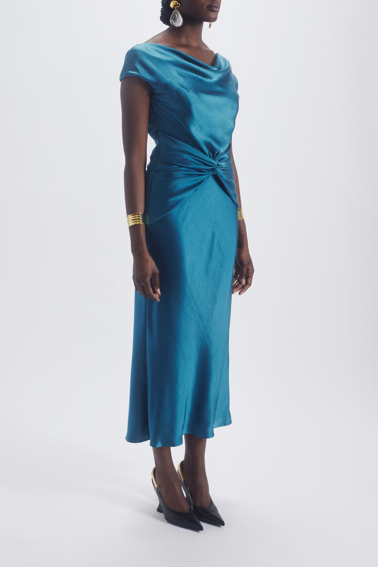 Cowl Twist Knot Dress, dress from Collection Evening by Amsale, Fabric: liquid-satin