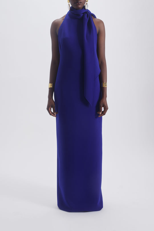 Halter Tie Sheath Gown, $1,250, dress from Collection Evening by Amsale, Fabric: crepe