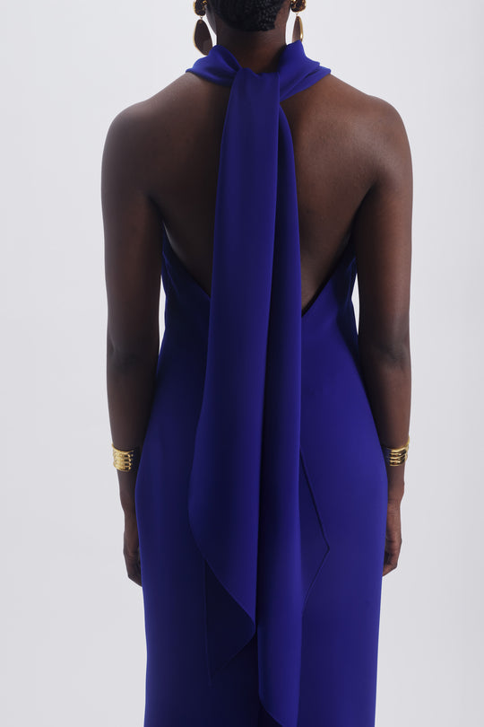 Halter Tie Sheath Gown, $1,250, dress from Collection Evening by Amsale, Fabric: crepe