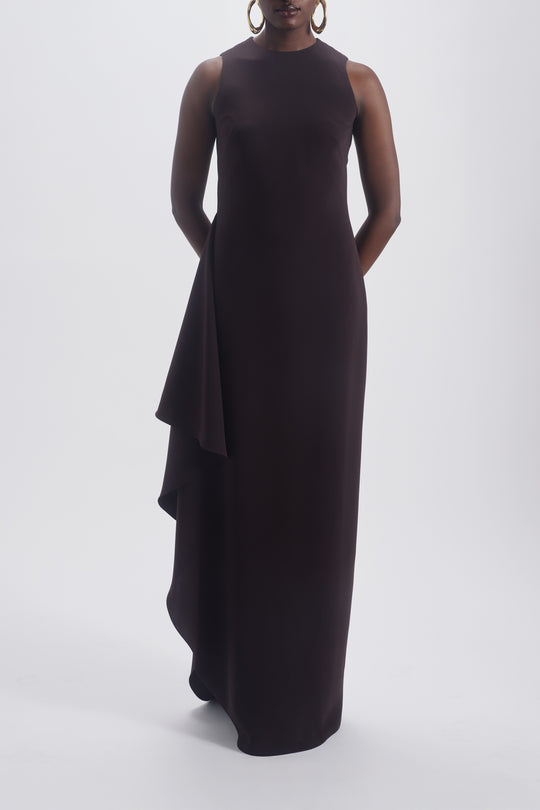 Jewel Neck Drape Dress, $995, dress from Collection Evening by Amsale, Fabric: crepe