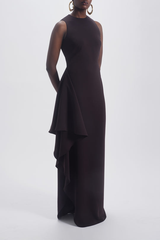 Jewel Neck Drape Dress, $995, dress from Collection Evening by Amsale, Fabric: crepe