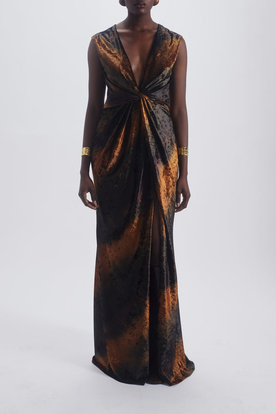 Ombré Velvet Twisted Gown, $1,375, dress from Collection Evening by Amsale