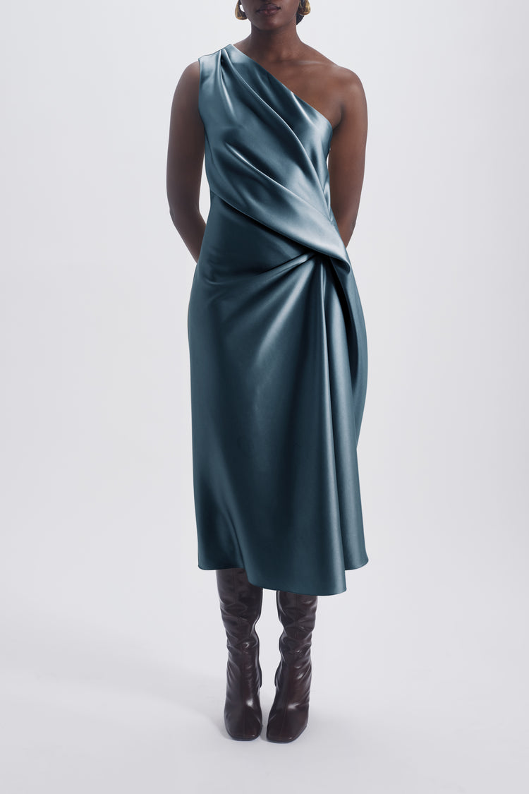 Asymmetric Drape Dress, dress from Collection Evening by Amsale, Fabric: duchess-satin