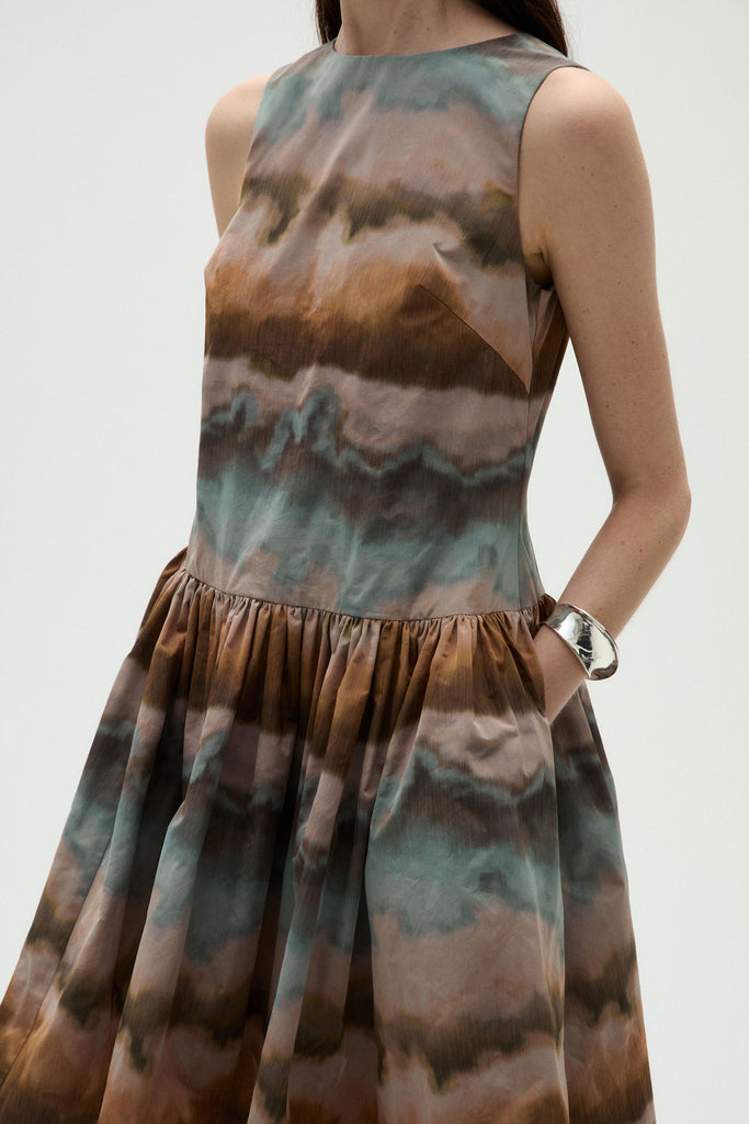 Product Printed Taffeta Trapeze Dress Image