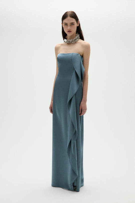 Satin Cascade Gown, $1,250, dress from Collection Evening by Amsale, Fabric: satin