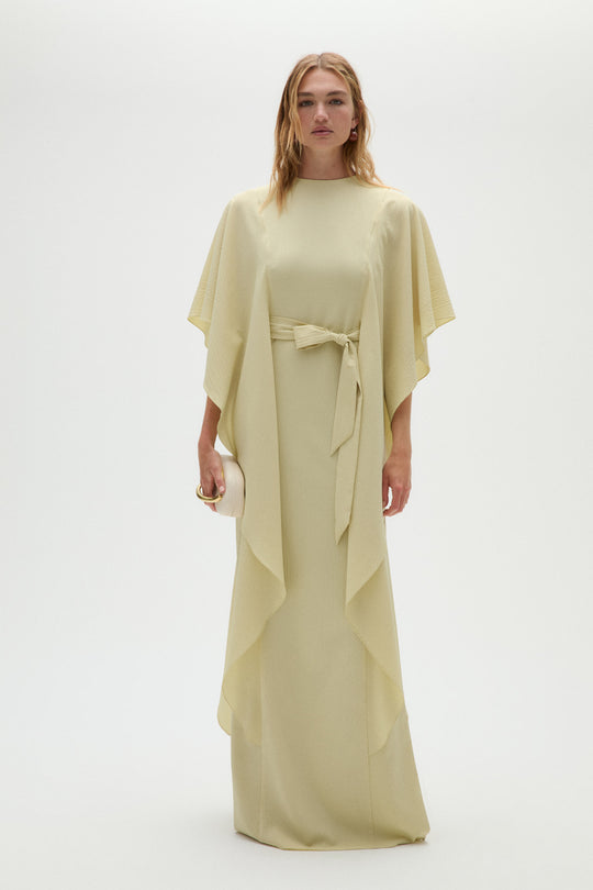 Pebble Crepe Kaftan, $1,250, dress from Collection Evening by Amsale, Fabric: crepe