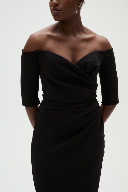 Stretch Crepe Cocktail Dress, $995, dress from Collection Evening by Amsale, Fabric: crepe