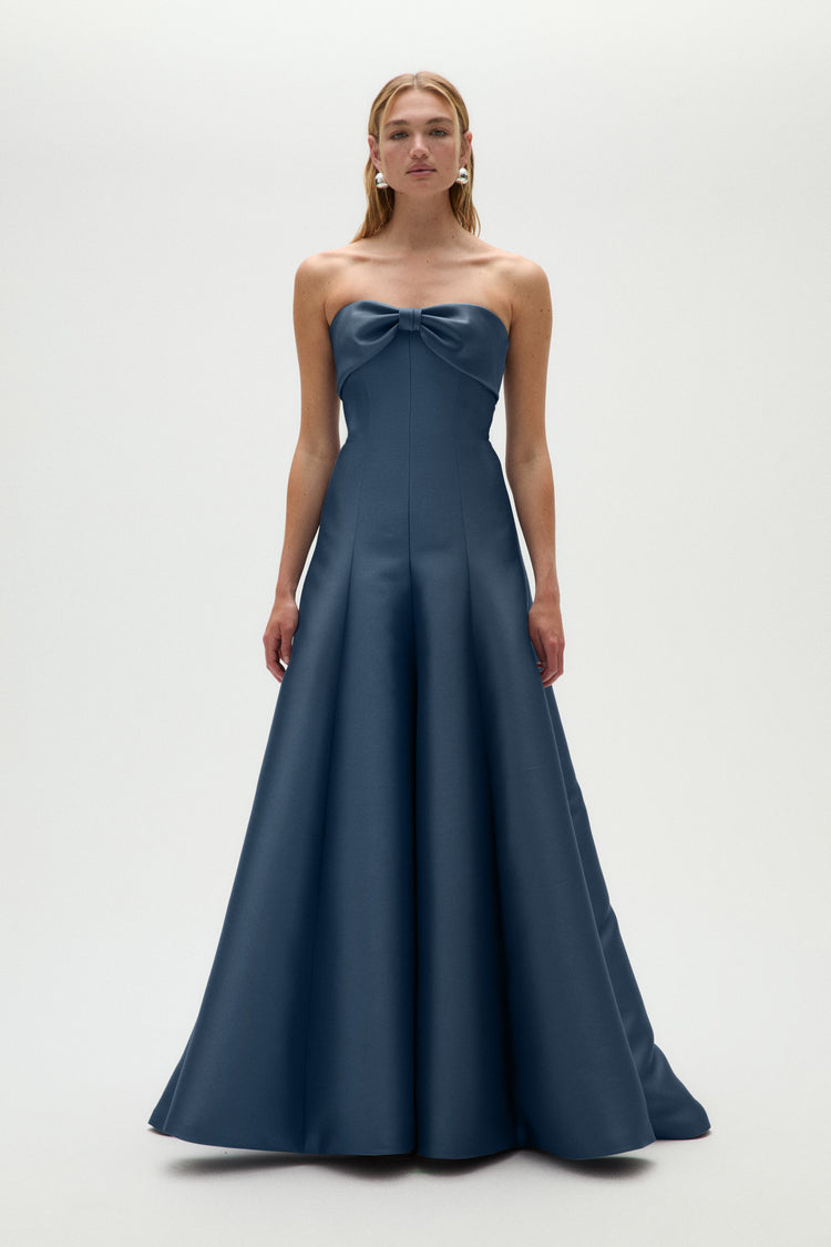 Image number 2: Bow Neck Strapless Gown, front view