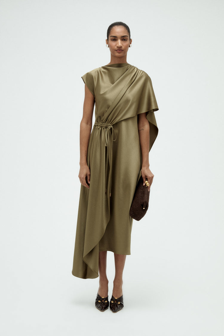 Satin Cape Dress, dress from Collection Evening by Amsale, Fabric: duchess-satin