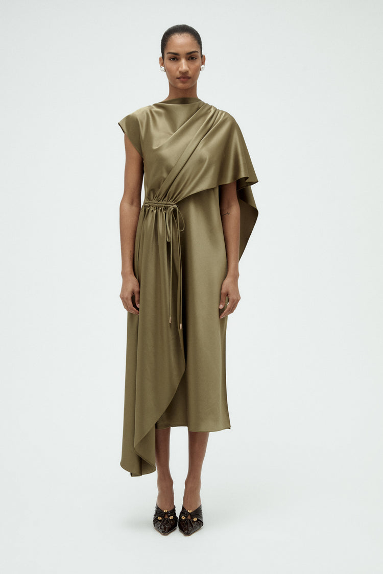 Satin Cape Dress, dress from Collection Evening by Amsale, Fabric: duchess-satin