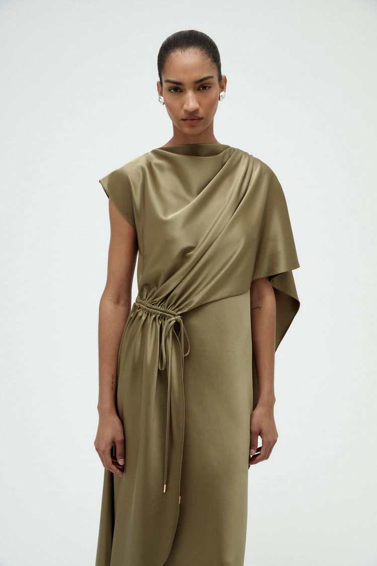 Satin Cape Dress, dress from Collection Evening by Amsale, Fabric: duchess-satin