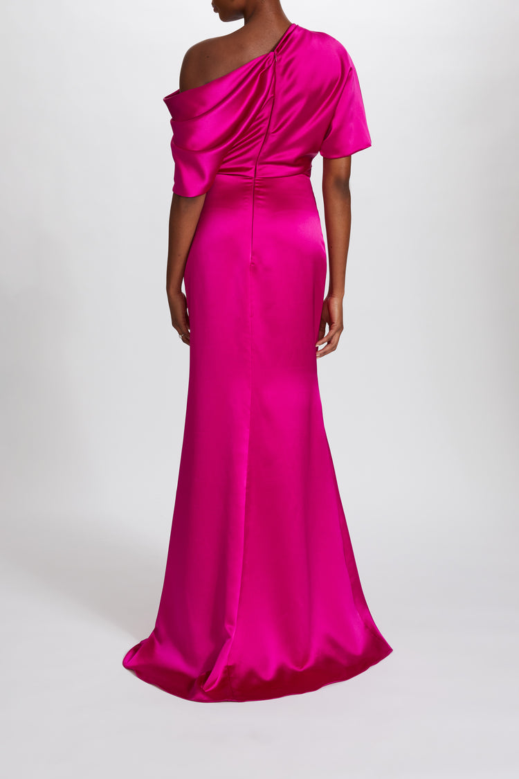 Fluid Satin Off-the-Shoulder Gown, dress from Collection Evening by Amsale, Fabric: fluid-satin