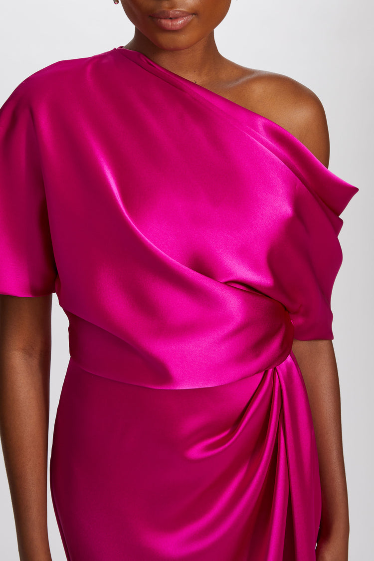 Fluid Satin Off-the-Shoulder Gown, dress from Collection Evening by Amsale, Fabric: fluid-satin