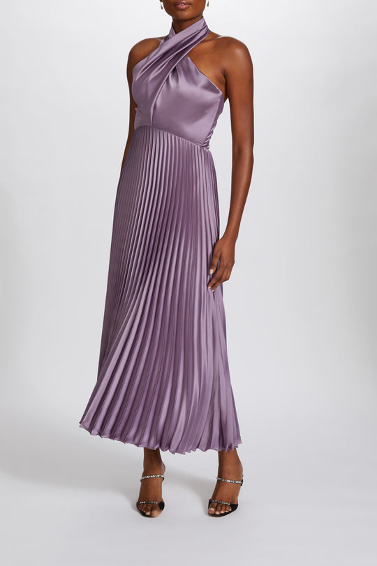 P616S - Fluid Satin Halter Dress, $795, dress from Collection Evening by Amsale, Fabric: fluid-satin