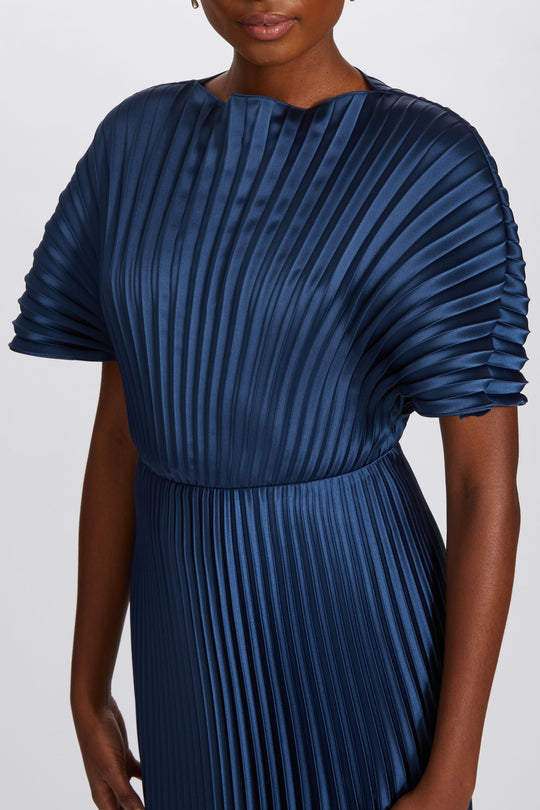 P629S - Sunburst Pleated Dress, $895, dress from Collection Evening by Amsale, Fabric: fluid-satin