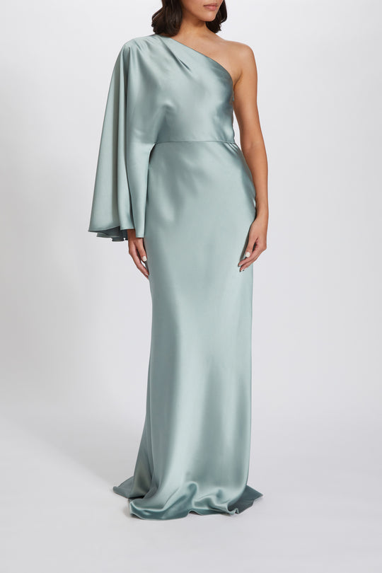 P651S - Fluid Satin One-Shoulder Gown, $750, dress from Collection Evening by Amsale, Fabric: fluid-satin