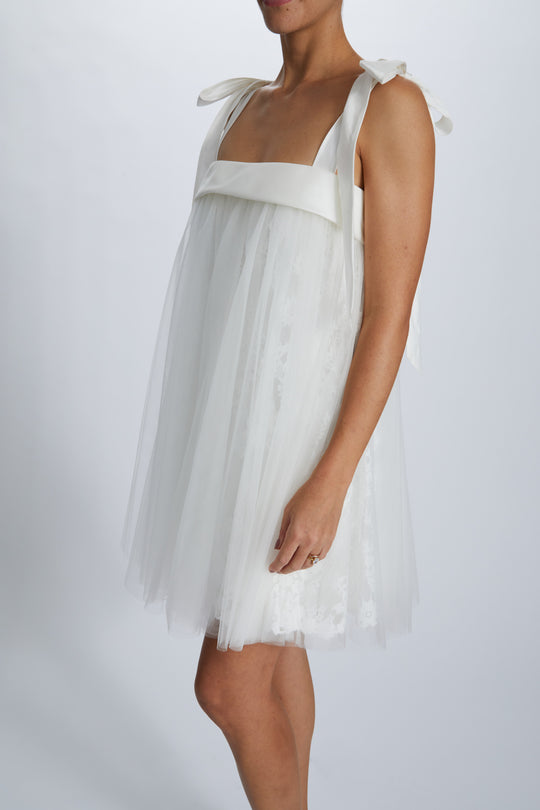 LW243, $795, dress from Collection Little White Dress by Amsale, Fabric: lace-and-tulle