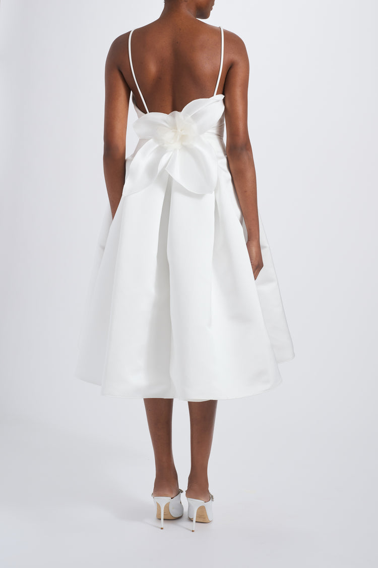 Image number 2: Duchess Satin Flower Dress, back view