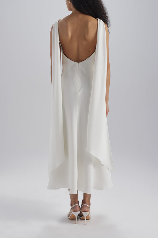 Bias Cut Scarf Dress, $775, dress from Collection Little White Dress by Amsale, Fabric: fluid-satin