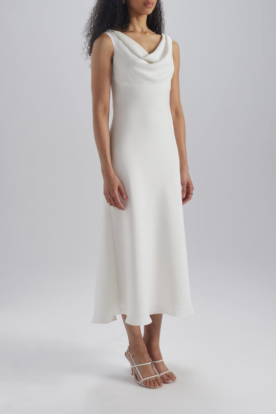 Bias Cut Scarf Dress, $775, dress from Collection Little White Dress by Amsale, Fabric: fluid-satin