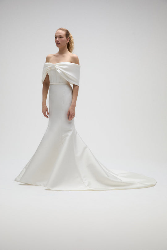 Joni, $2,895, dress from Collection Bridal by Nouvelle Amsale, Fabric: mikado