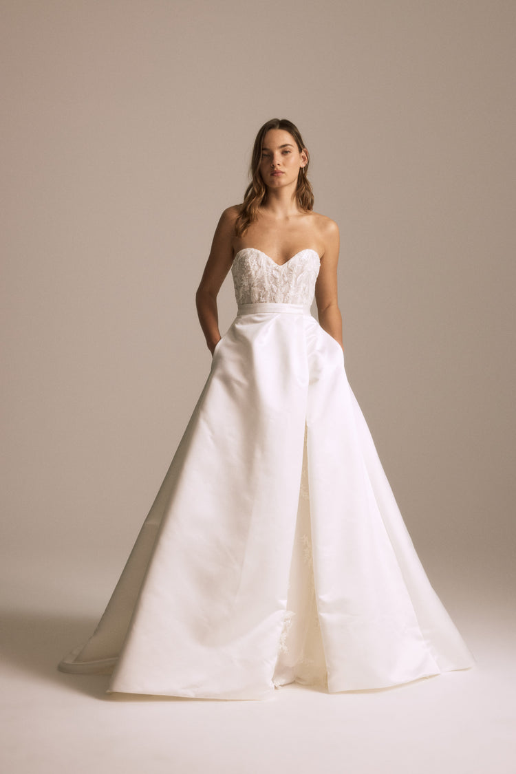 Image number 2: Duchess Satin Overskirt, front view