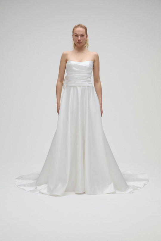 Oli, $2,675, dress from Collection Bridal by Nouvelle Amsale, Fabric: satin