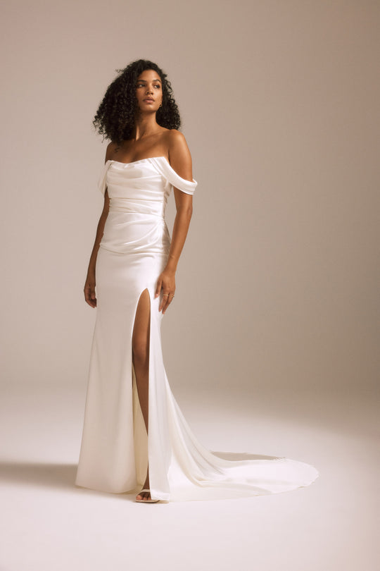 Syd, $2,495, dress from Collection Bridal by Nouvelle Amsale, Fabric: satin