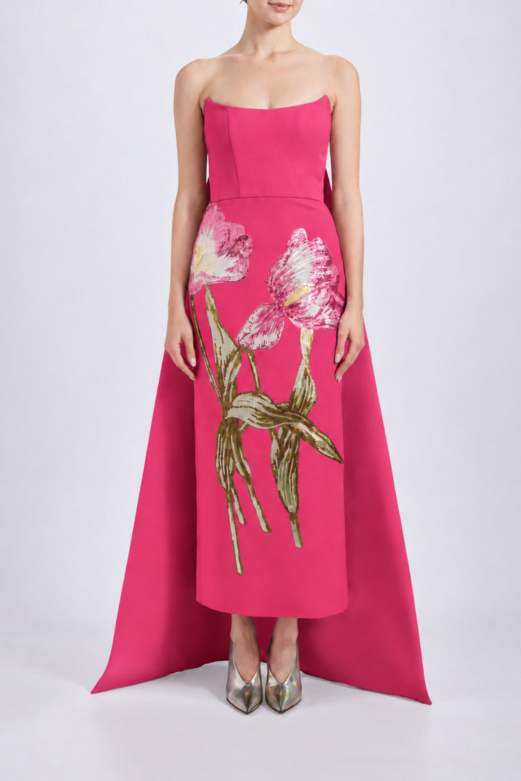 Image number 3: Sequin Appliqué Column Dress in Cerise, front view