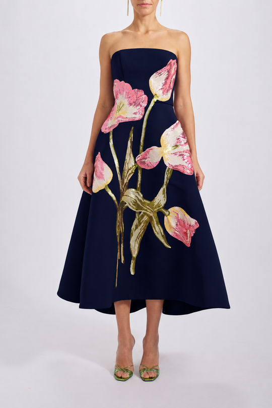 Sequin Appliqué Midi Dress, $1,850, dress from Collection Evening by Amsale