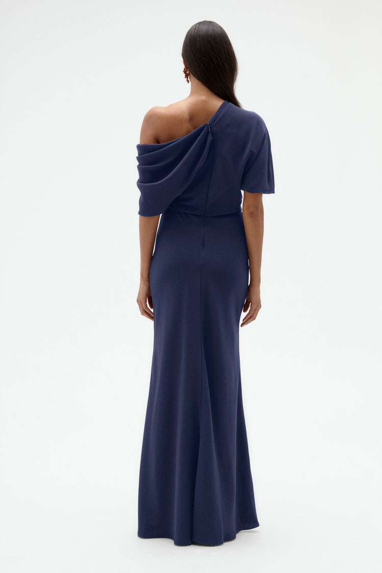 Image number 2: Technical Crepe Slouch Dress in French-Blue, back view