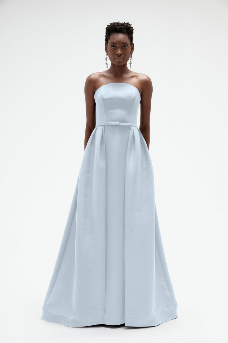 Image number 6: Faille Overskirt Gown in Ice, view 1