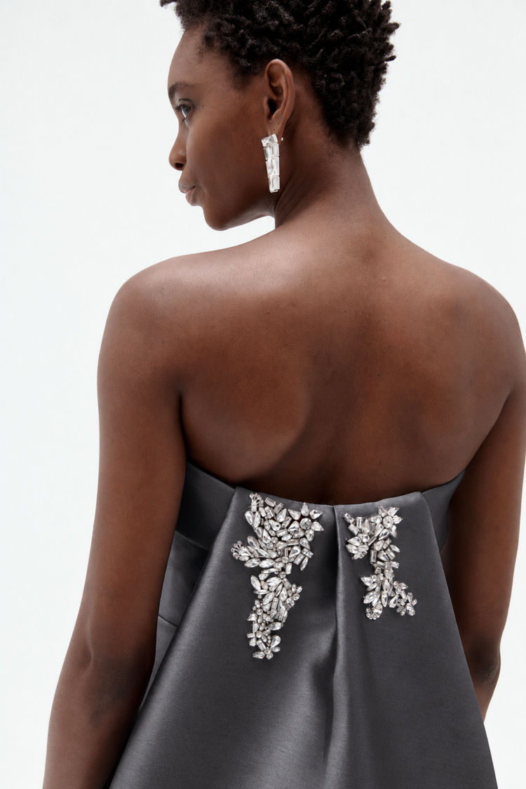 Image number 14: Embellished Column Mikado Gown in Smoke, detail view