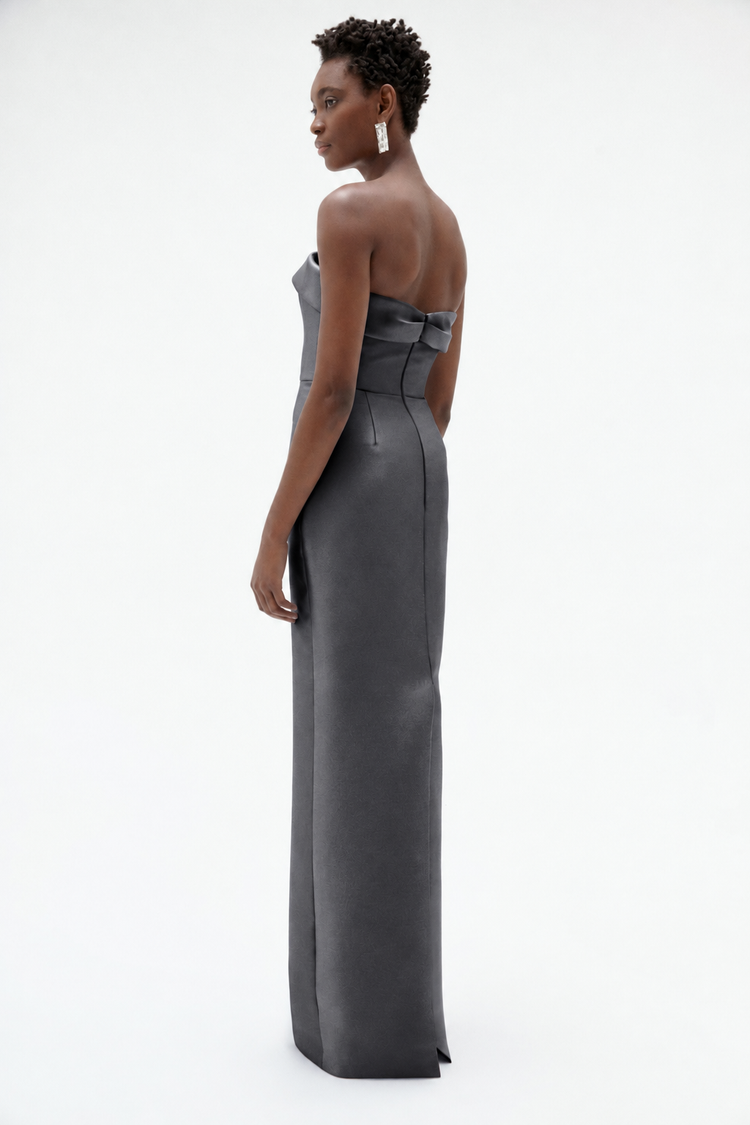 Image number 15: Embellished Column Mikado Gown in Smoke, side view