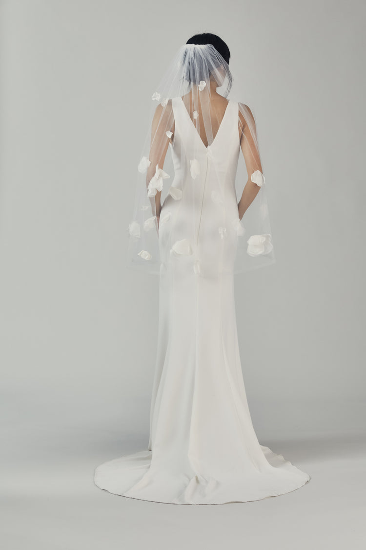 V217 - Elbow length veil with petals - Ivory, dress by color from Collection Accessories by Amsale