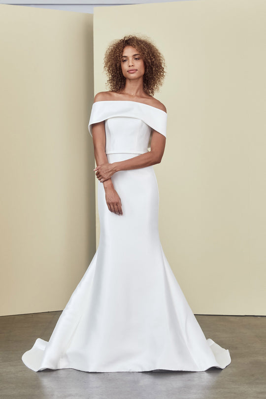 Landon, $2,295, dress from Collection Bridal by Nouvelle Amsale, Fabric: mikado