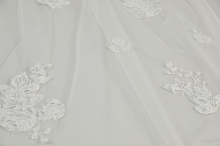 Cathedral Length Veil with Shimmer Lace, accessory from Collection Accessories by Nouvelle Amsale, Fabric: tulle
