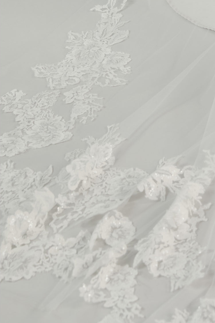 Cathedral Length Veil with Sequin Lace Border, accessory from Collection Accessories by Nouvelle Amsale, Fabric: tulle