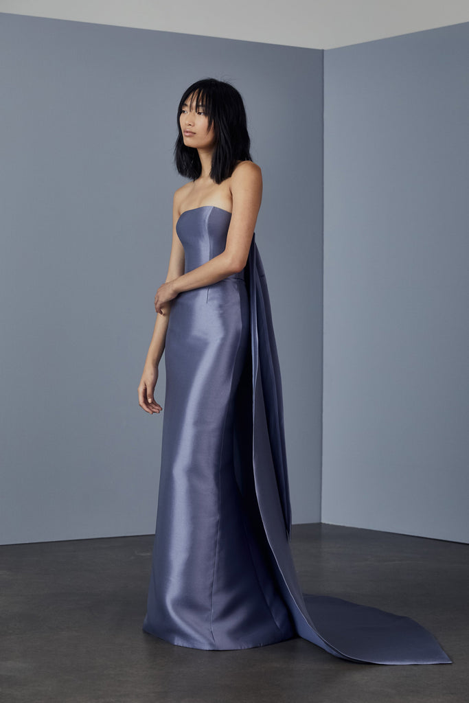 Product P371M - Mikado strapless gown - French-Blue Image