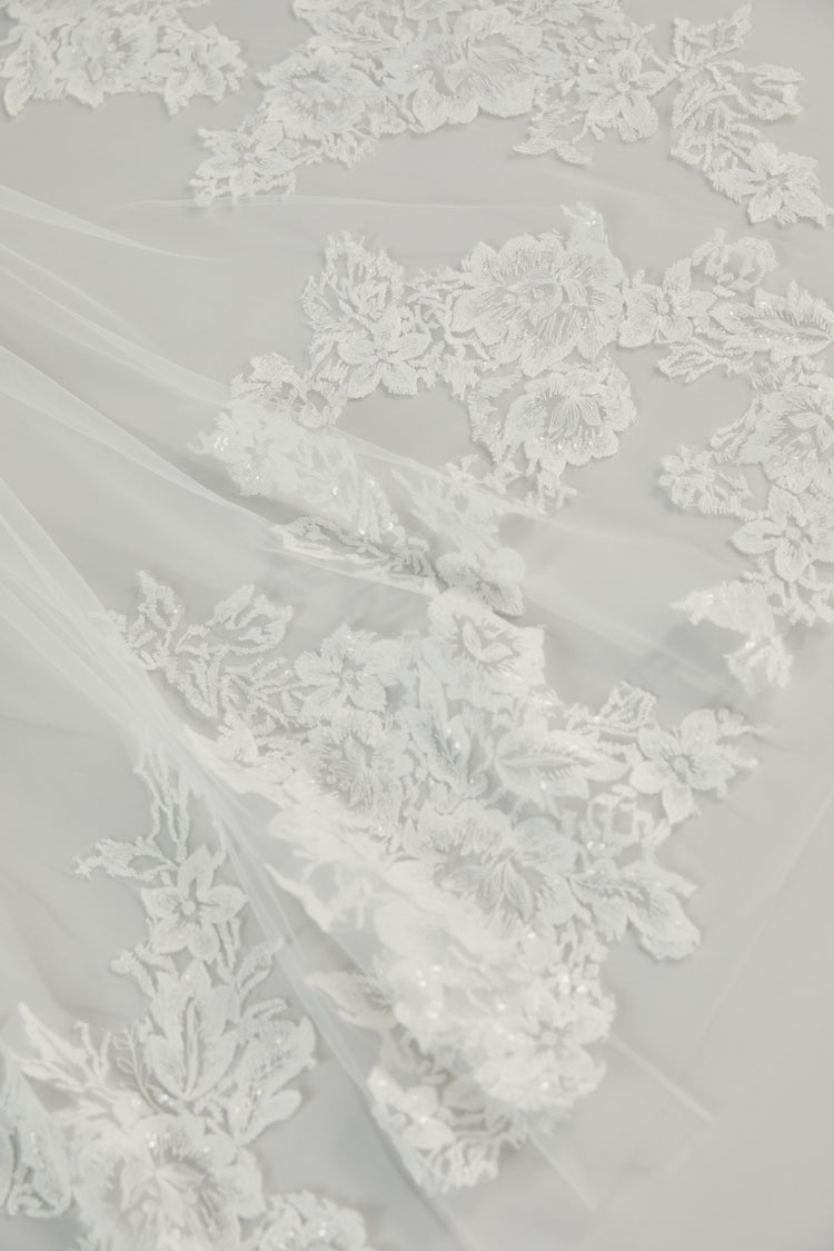 Cathedral Length Veil with Sequin Lace Border, accessory from Collection Accessories by Nouvelle Amsale, Fabric: tulle