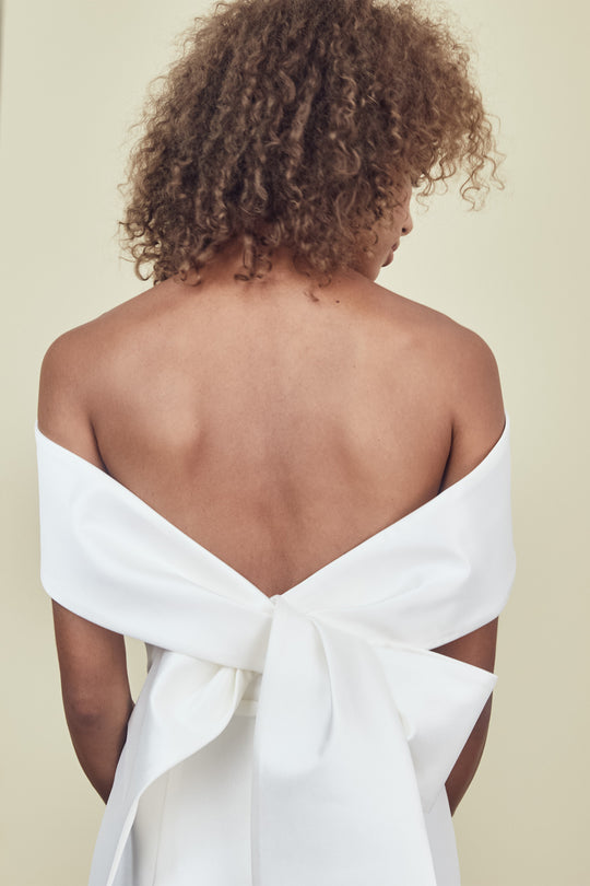 Landon, $2,295, dress from Collection Bridal by Nouvelle Amsale, Fabric: mikado